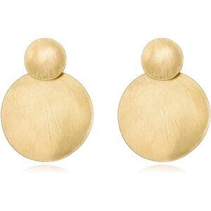 Matte Gold Silver Geometry Clip On Earrings for Women Retro Drop Clip Earrings